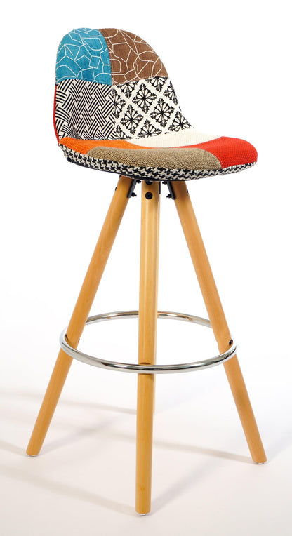 Barcelona Bar Stools - Set Of 2 - Multicoloured Patchwork-5056150252764-Bargainia.com