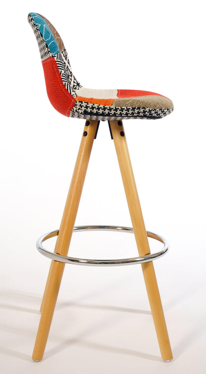 Barcelona Bar Stools - Set Of 2 - Multicoloured Patchwork-5056150252764-Bargainia.com