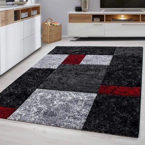 Hawaii Modern Checked Rug - Grey / Black / Red-Bargainia.com