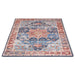 Kashmar Rust Blue Floral Medallion Rug-Bargainia.com