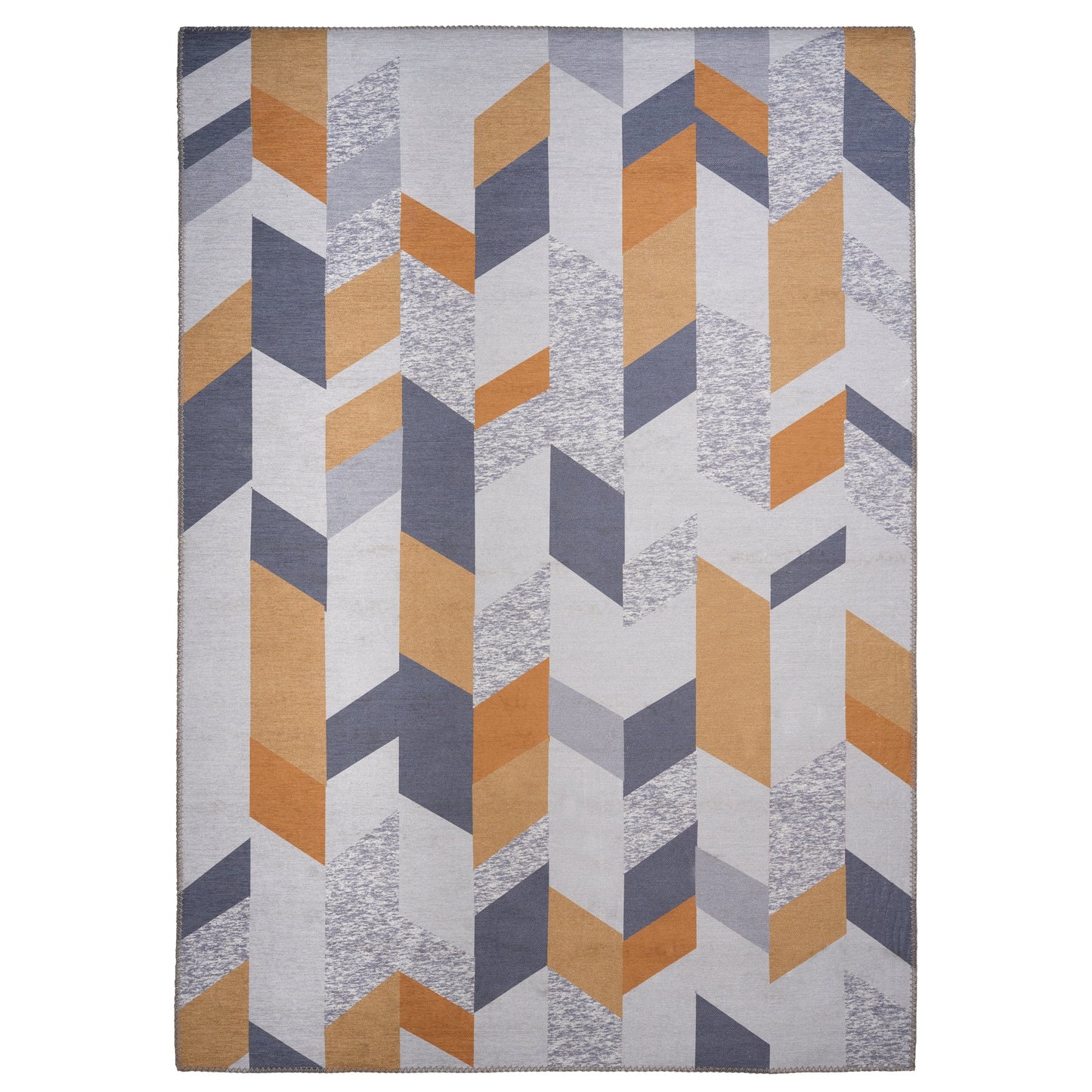 Oslo Geometric Blue, Grey & Mustard Rug-Bargainia.com