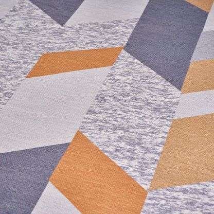 Oslo Geometric Blue, Grey & Mustard Rug-Bargainia.com