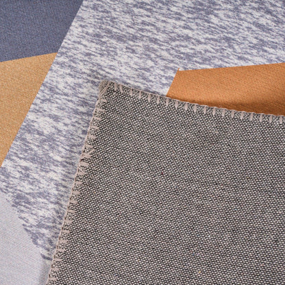 Oslo Geometric Blue, Grey & Mustard Rug-Bargainia.com