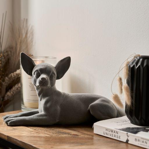 Chihuahua Figurine - Grey Velvet - Lying-5010792476513-Bargainia.com