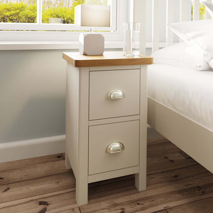 Maya Dove Grey Painted Oak 2-Drawer Bedside Table