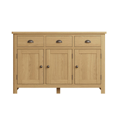 Clara Rustic Oak 3 Drawer & Door Sideboard