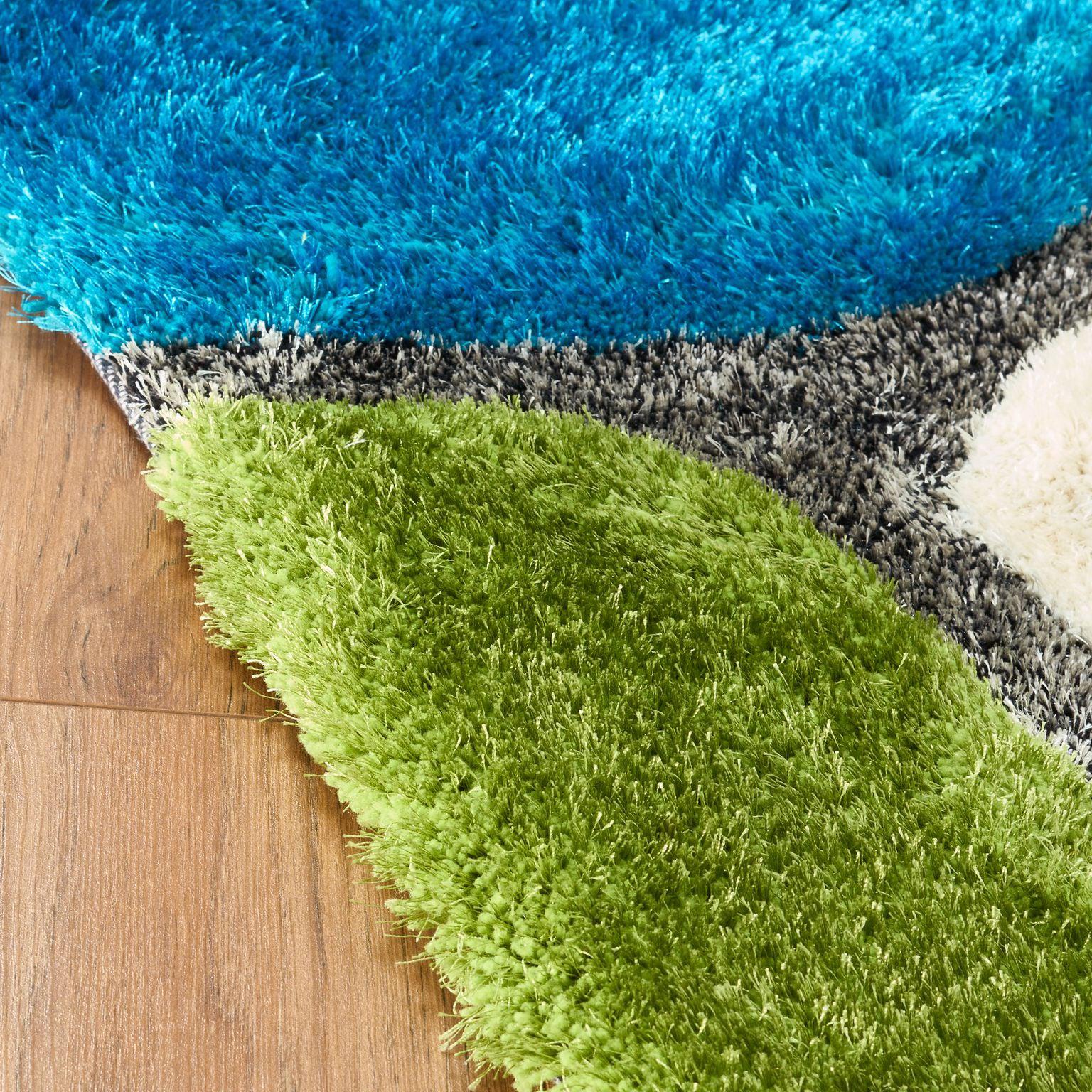 Blue and Green 3D Pebbles Shaggy Rug - Hawaii-Bargainia.com