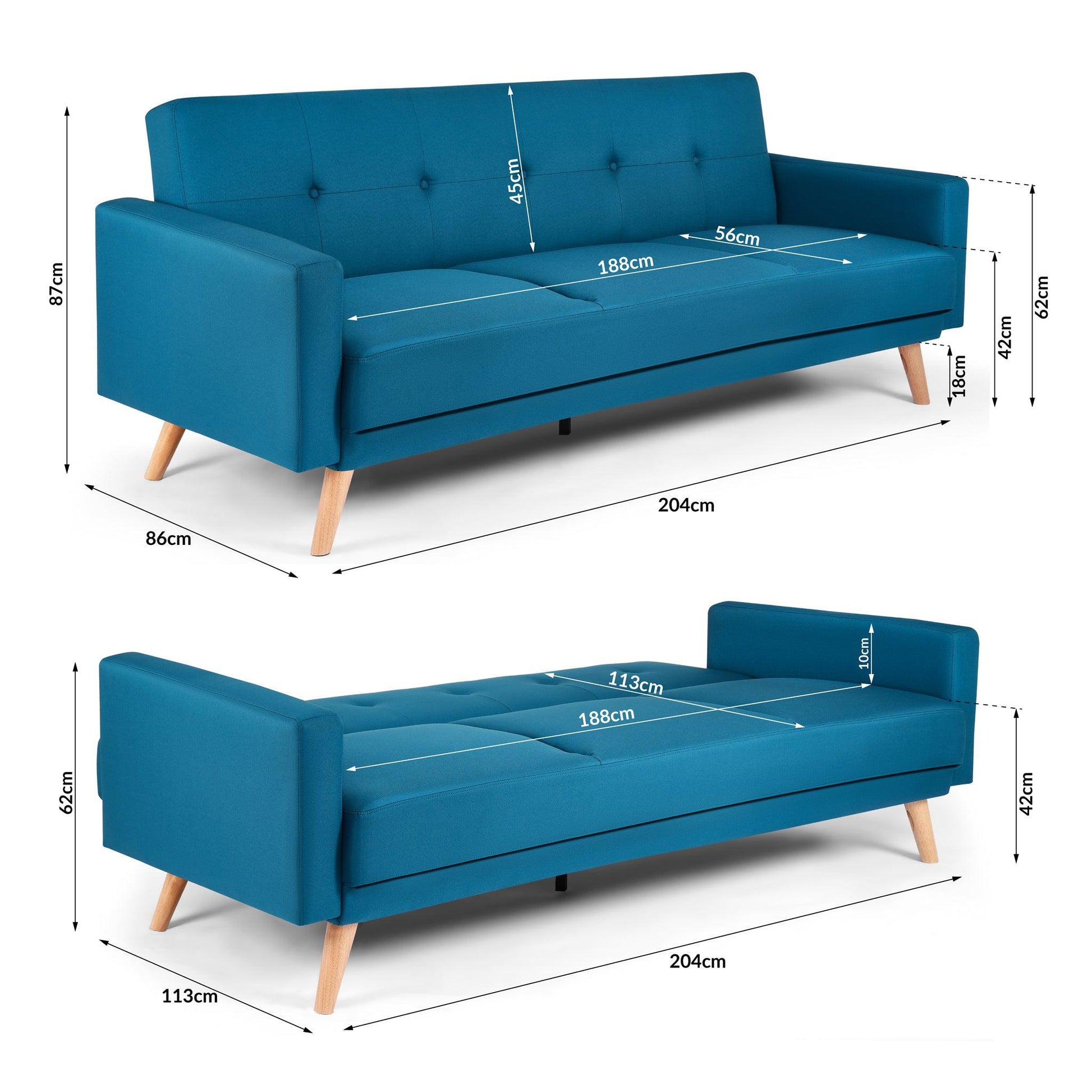 Narvik Click Clack 3 Seater Sofa Bed - Navy-5056150202776-Bargainia.com