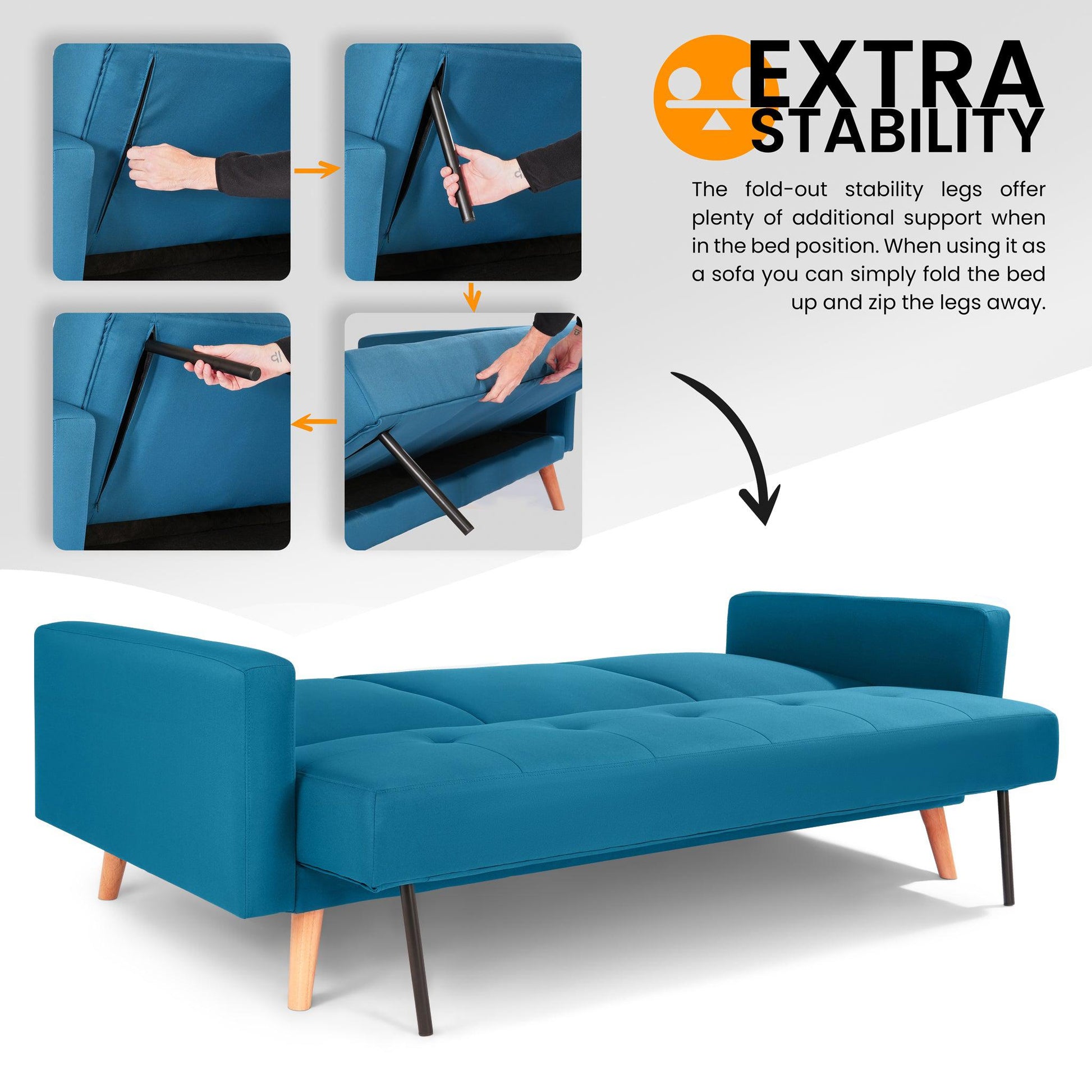 Narvik Click Clack 3 Seater Sofa Bed - Navy-5056150202776-Bargainia.com