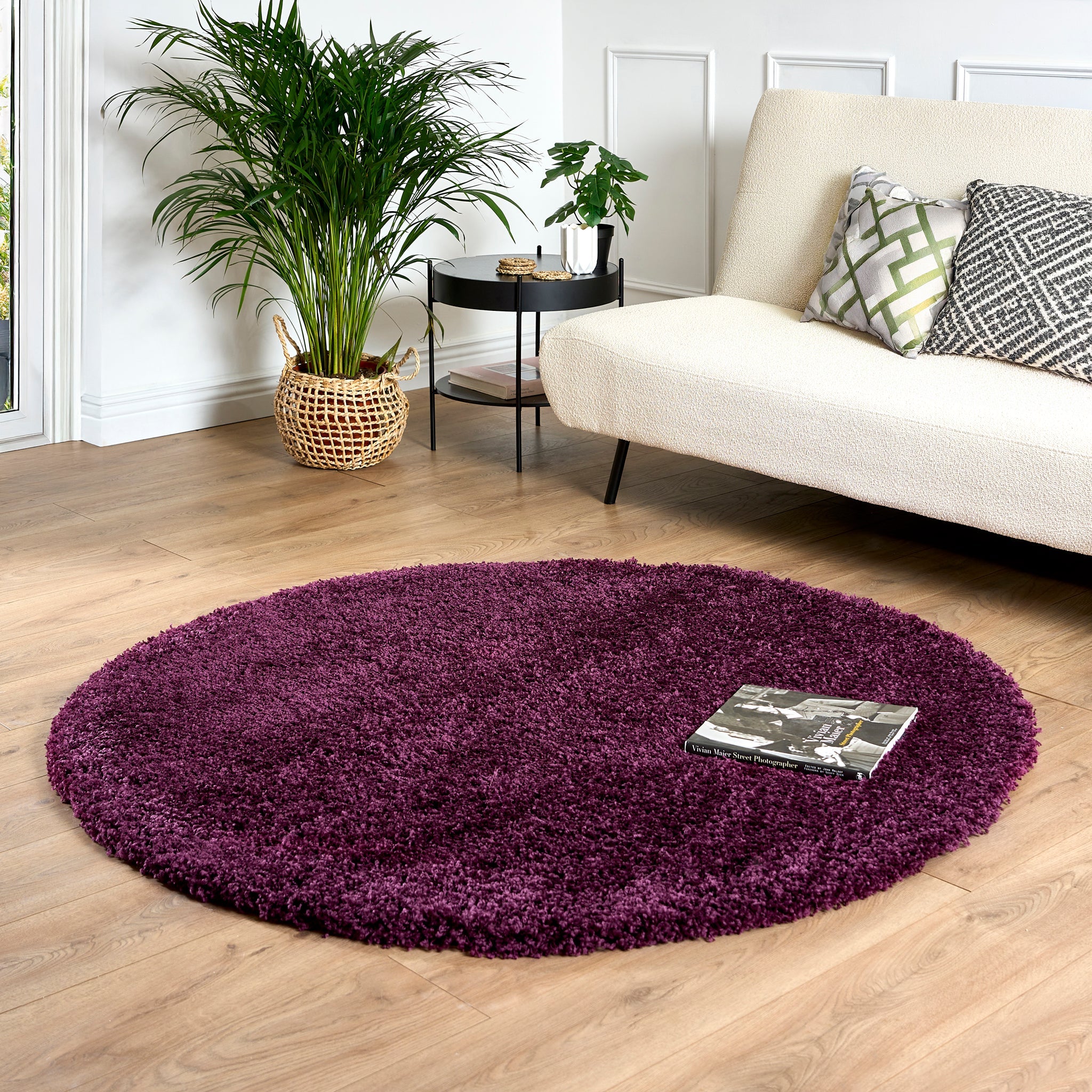 Aubergine Thick Shaggy Rug - California