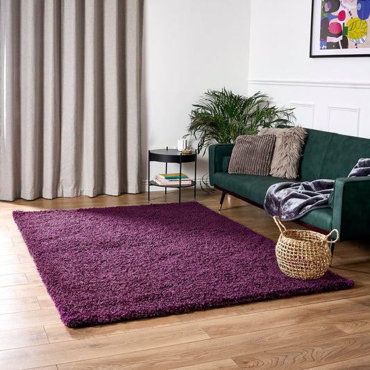 Aubergine Thick Shaggy Rug - California