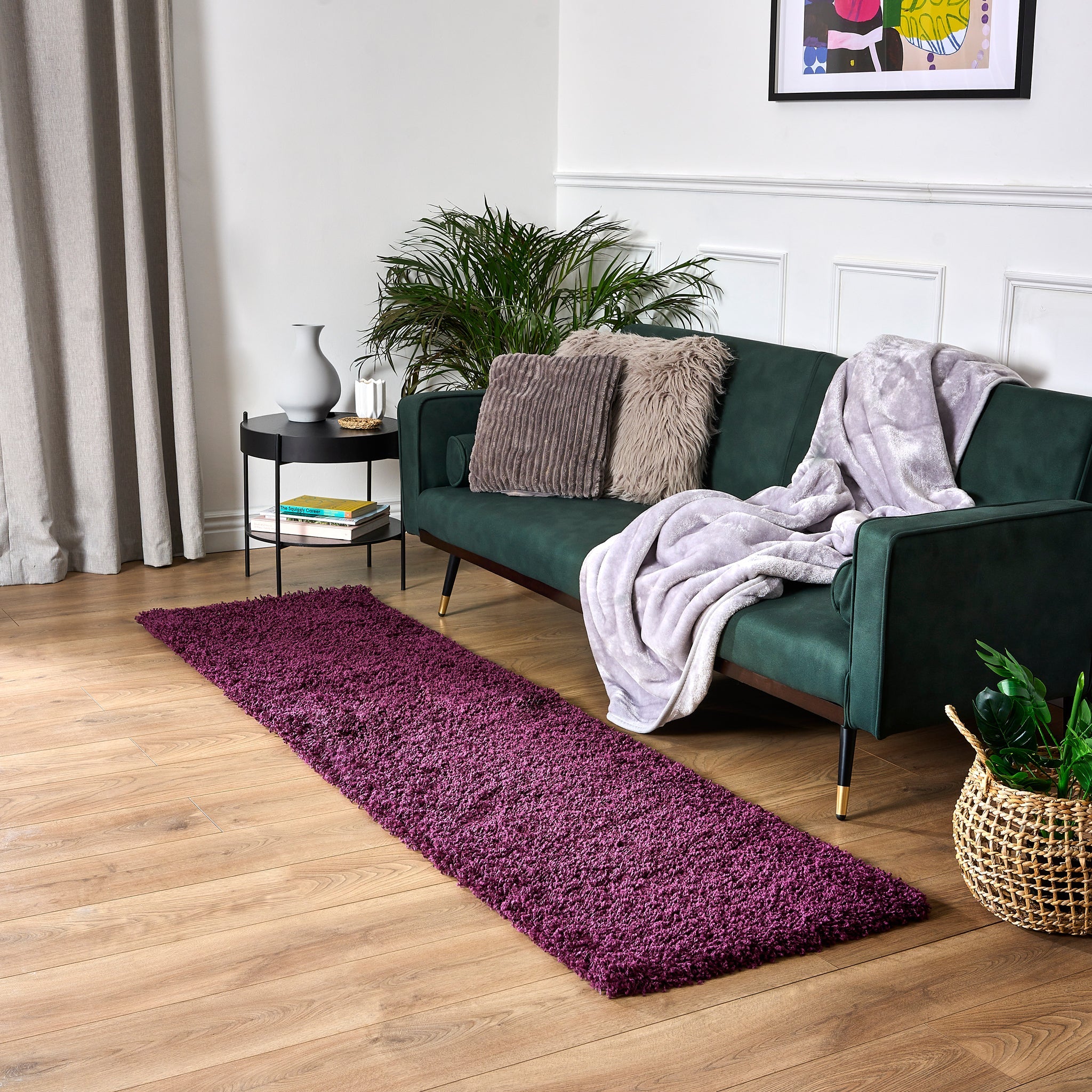 Aubergine Thick Shaggy Rug - California