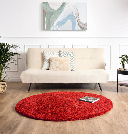 Bright Red Thick Shaggy Rug - California