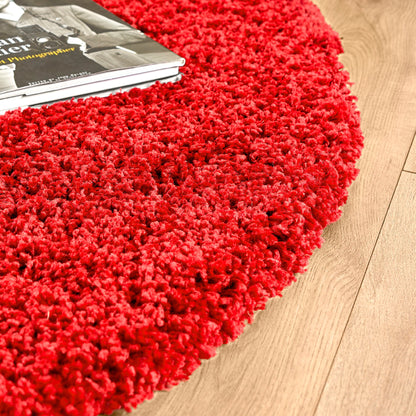 Bright Red Thick Shaggy Rug - California