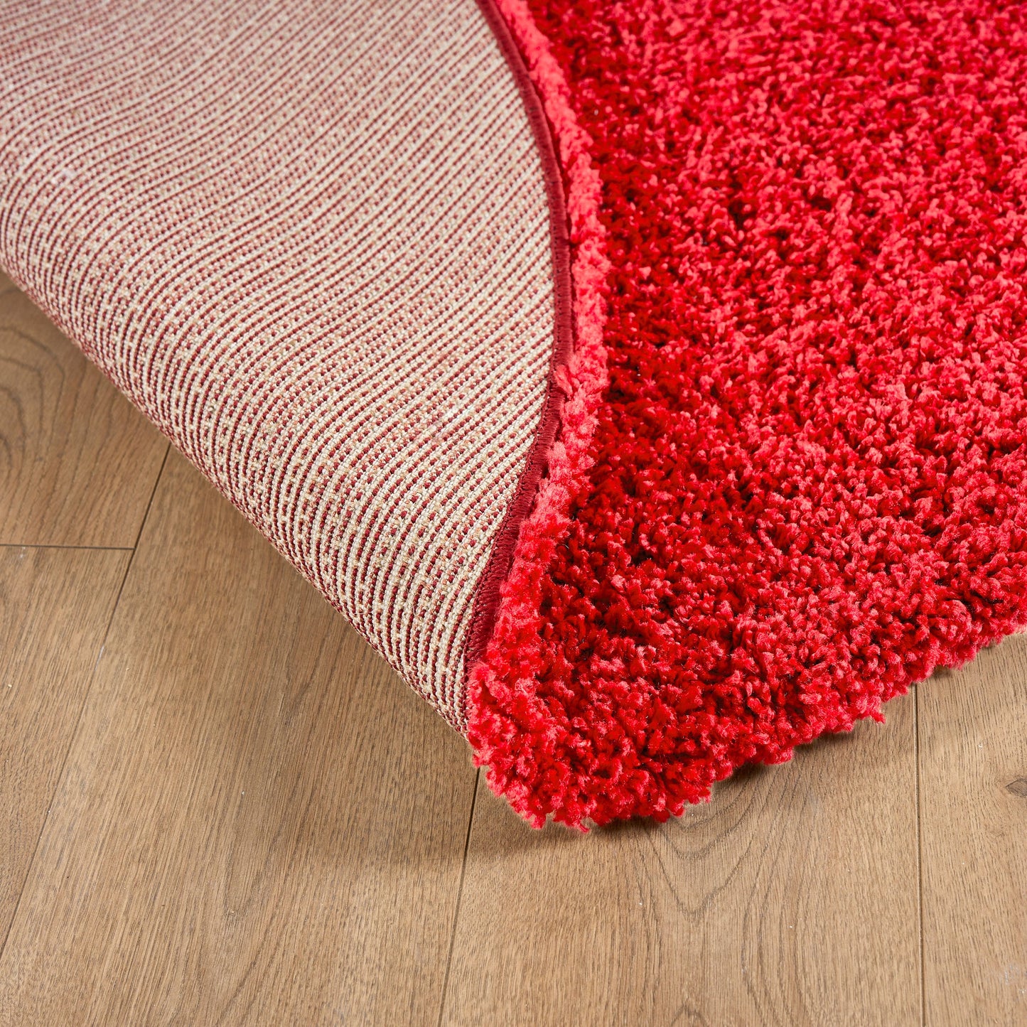 Bright Red Thick Shaggy Rug - California