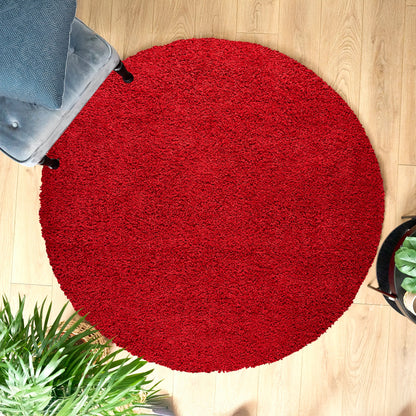 Bright Red Thick Shaggy Rug - California