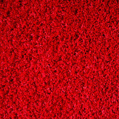 Bright Red Thick Shaggy Rug - California