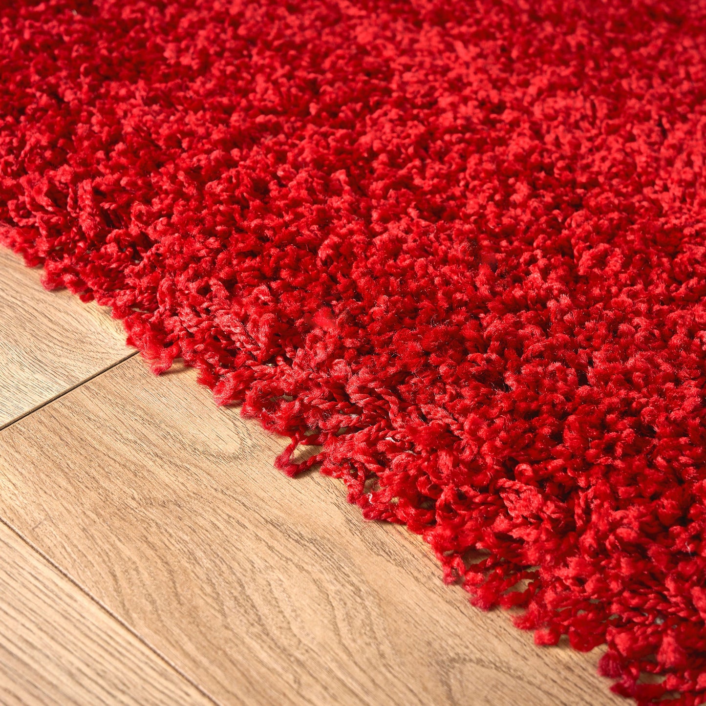 Bright Red Thick Shaggy Rug - California