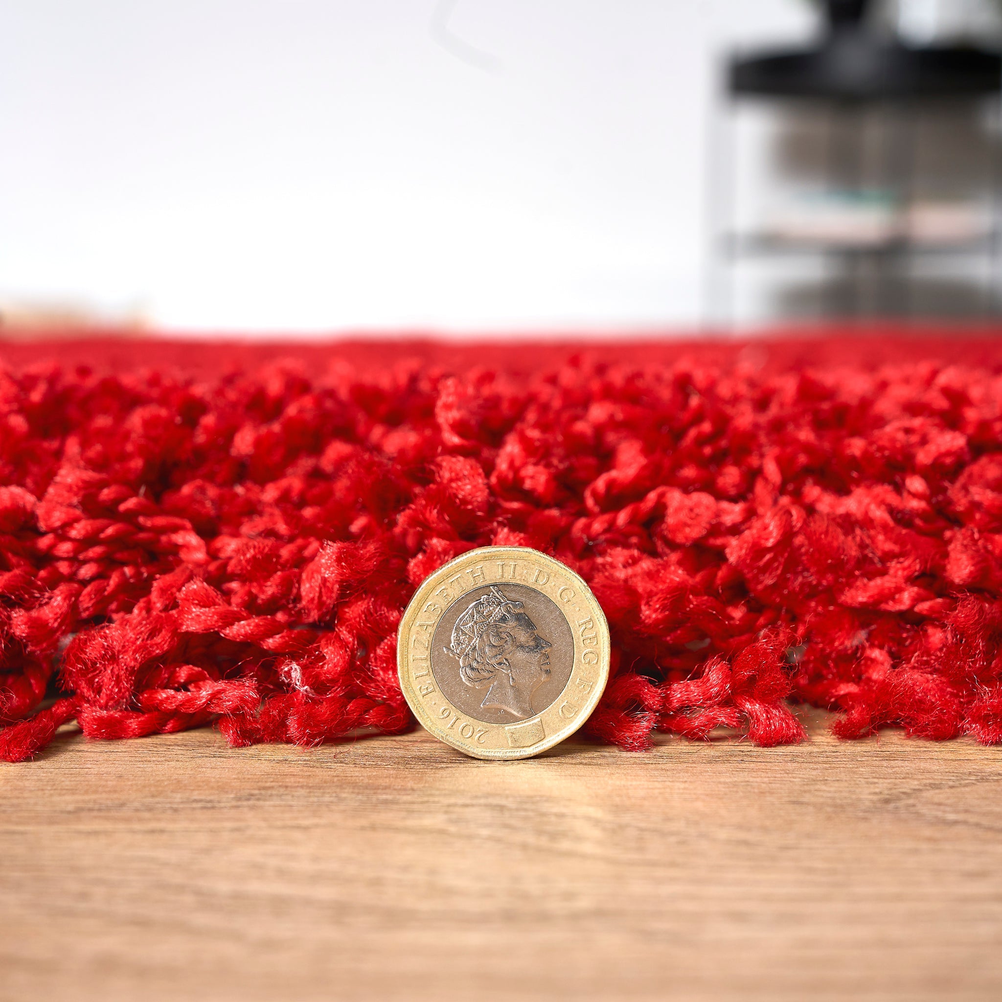 Bright Red Thick Shaggy Rug - California