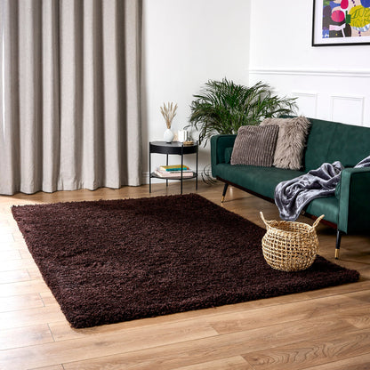 Chocolate Brown Thick Shaggy Rug - California