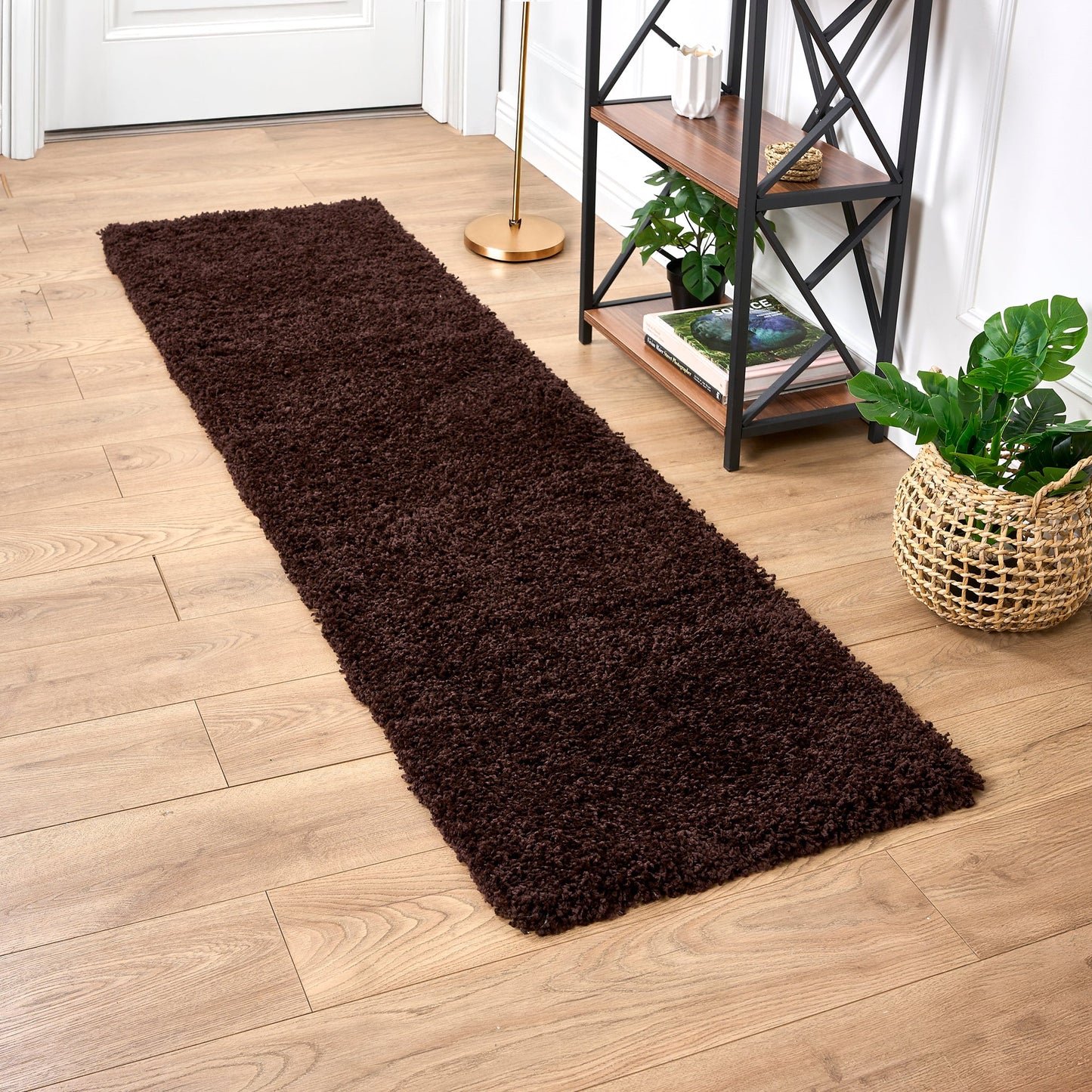 Chocolate Brown Thick Shaggy Rug - California