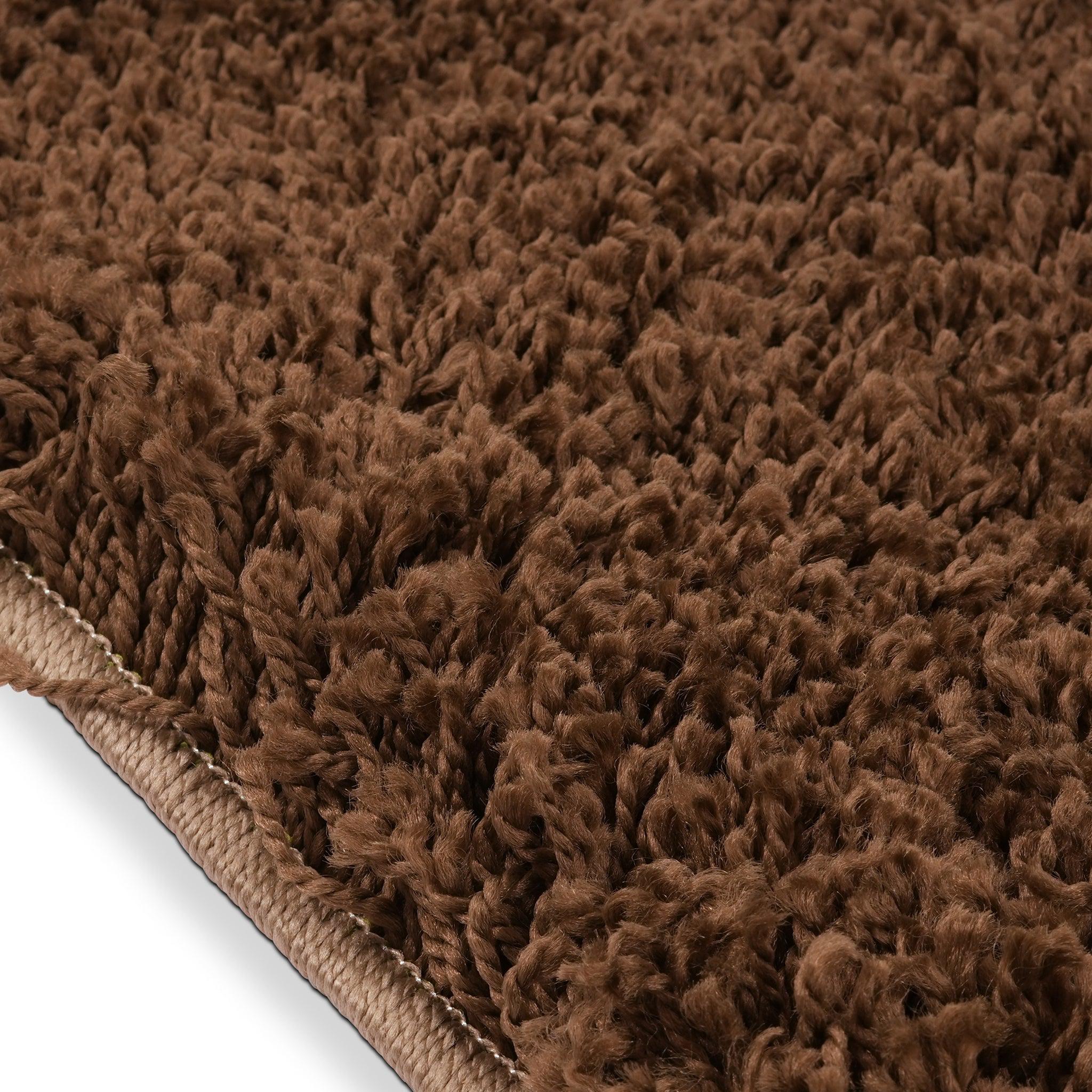 Cream & Brown Checked Shaggy Rug - California-Bargainia.com