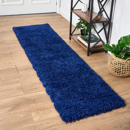 Navy Blue Thick Shaggy Rug - California