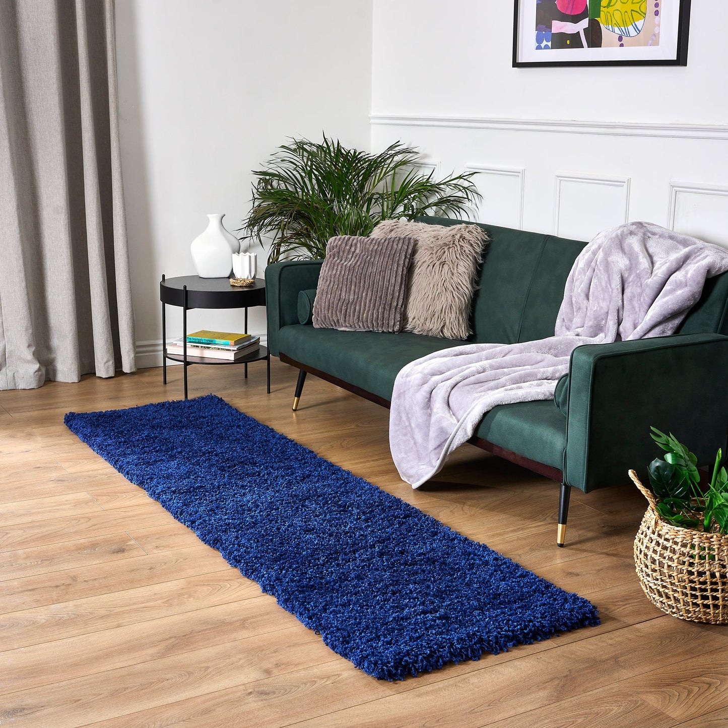 Navy Blue Thick Shaggy Rug - California