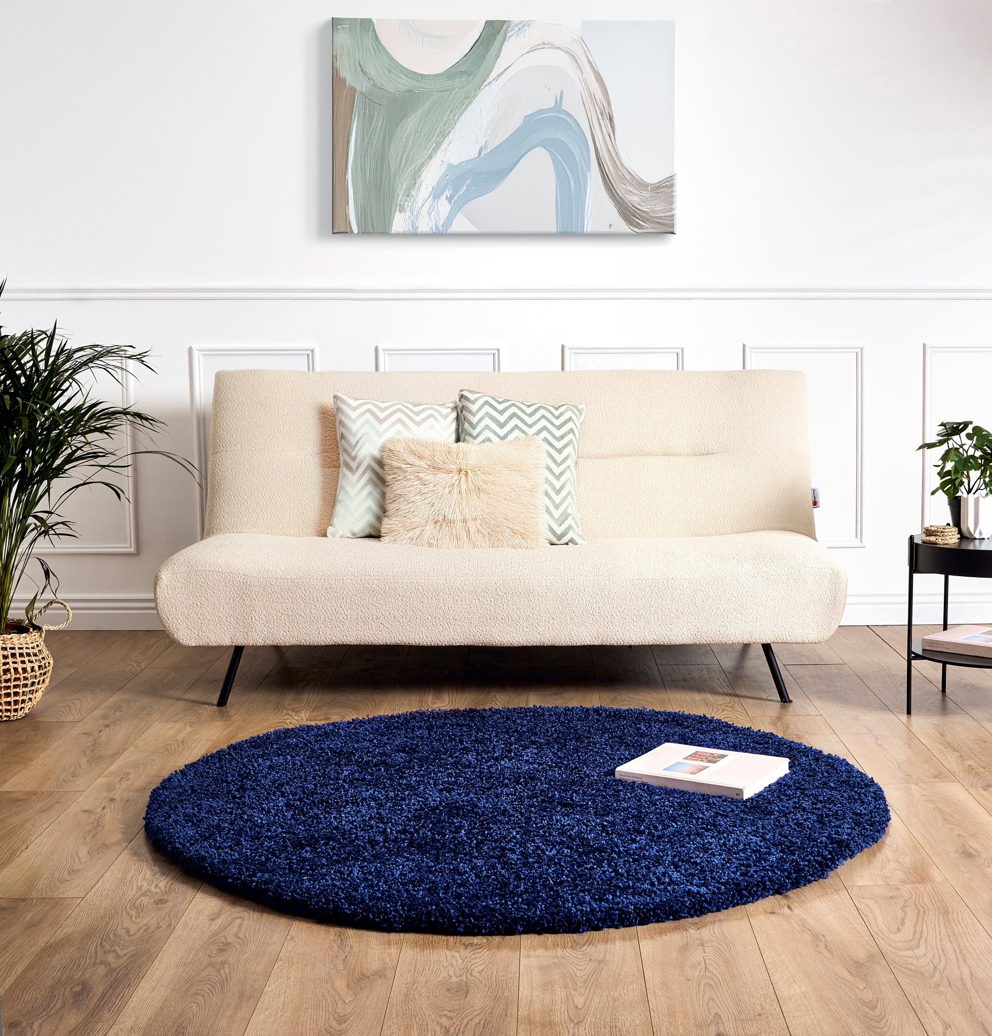 Navy Blue Thick Shaggy Rug - California