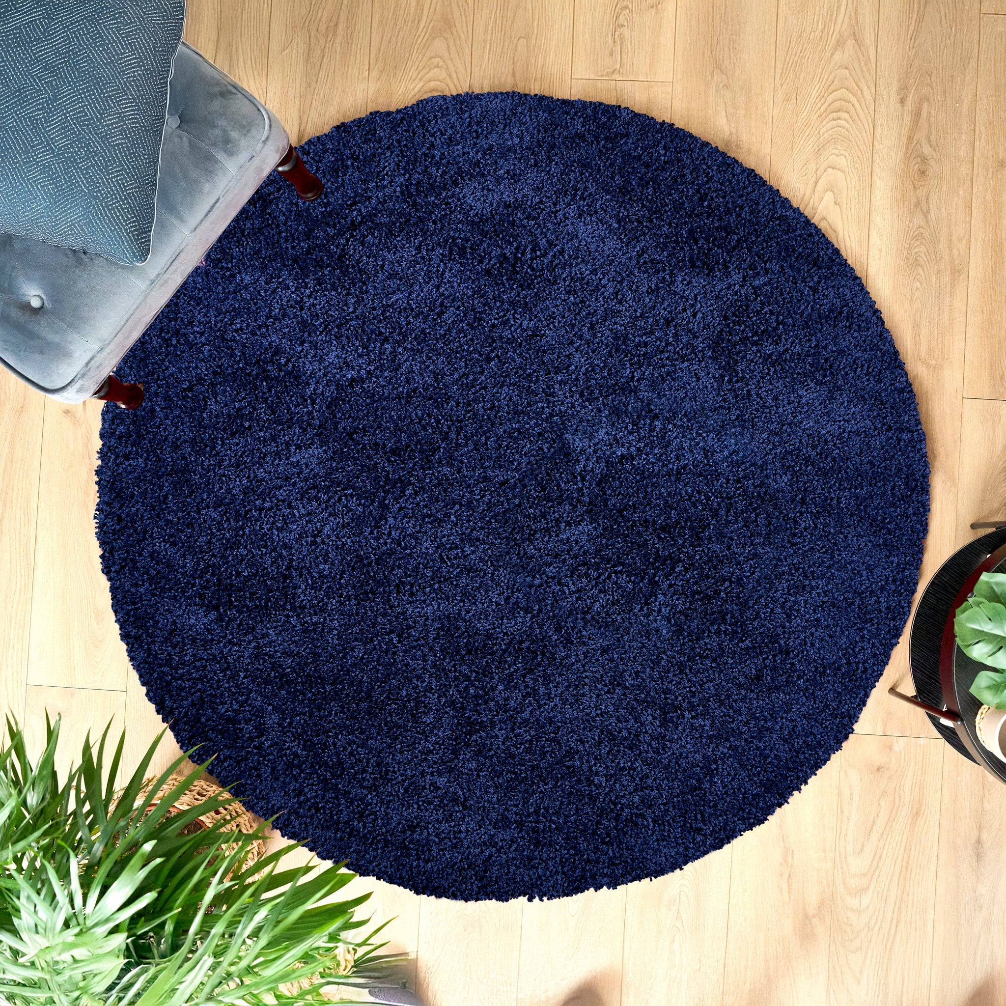 Navy Blue Thick Shaggy Rug - California