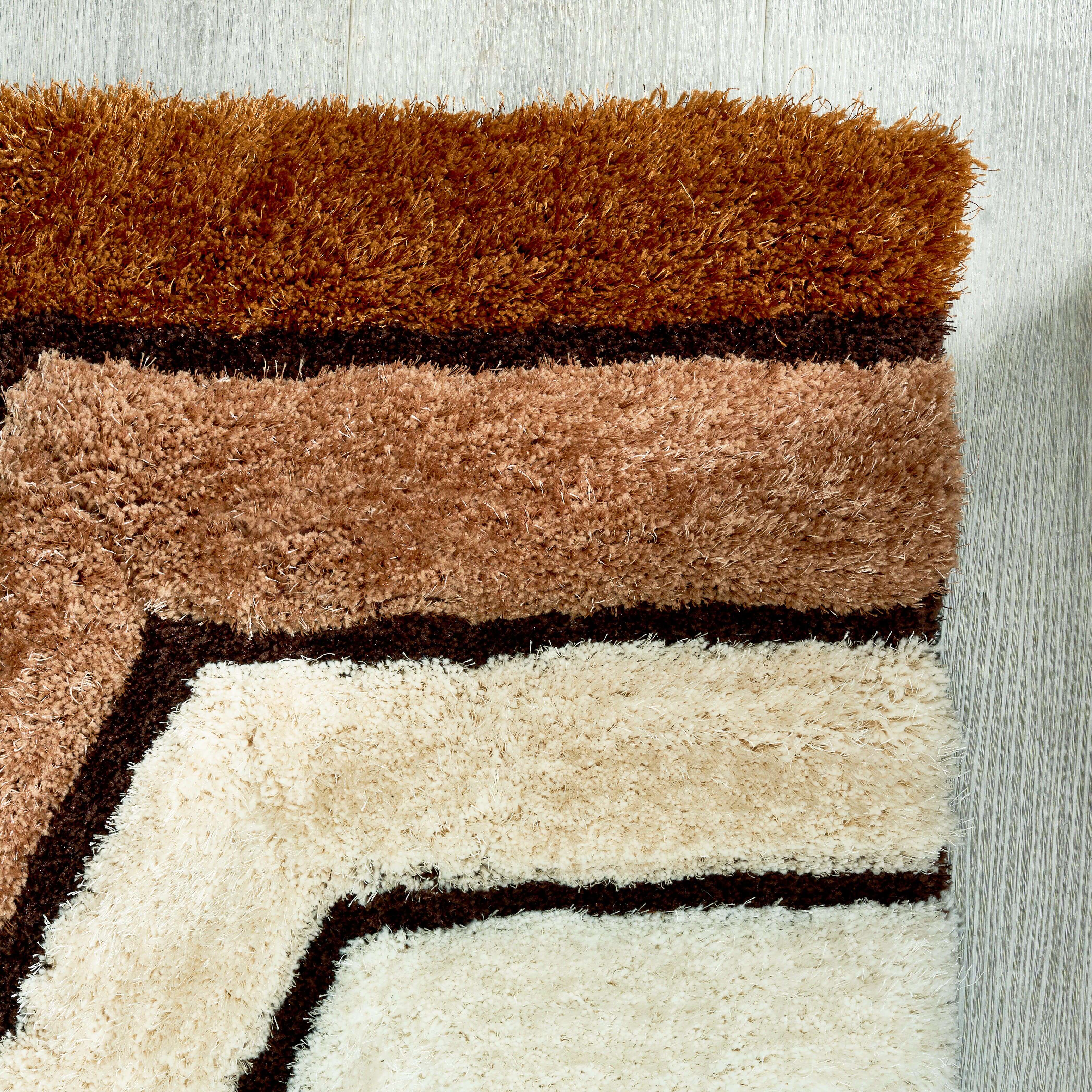 Brown 3D Geometric Shaggy Rug - California-Bargainia.com