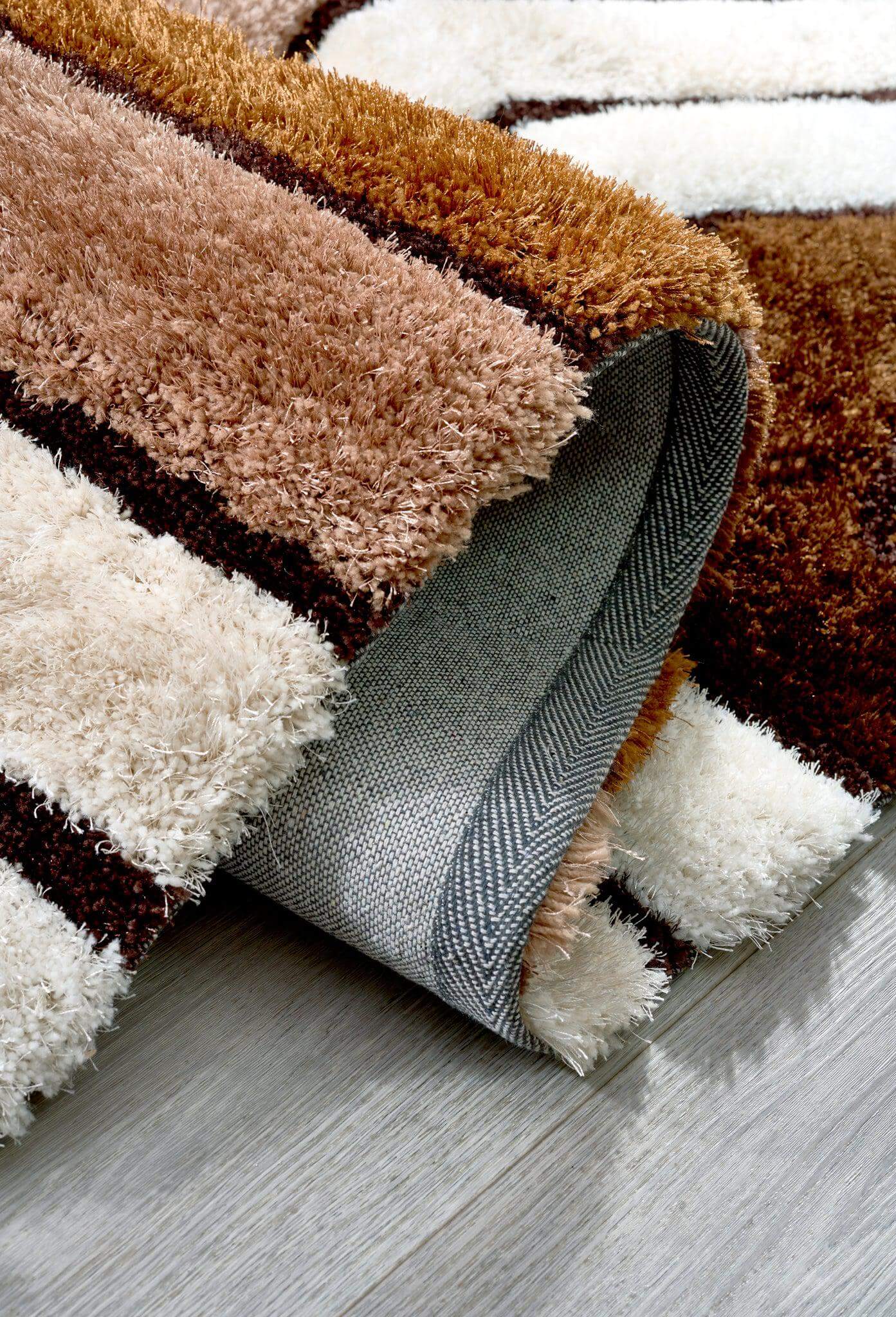 Brown 3D Geometric Shaggy Rug - California-Bargainia.com