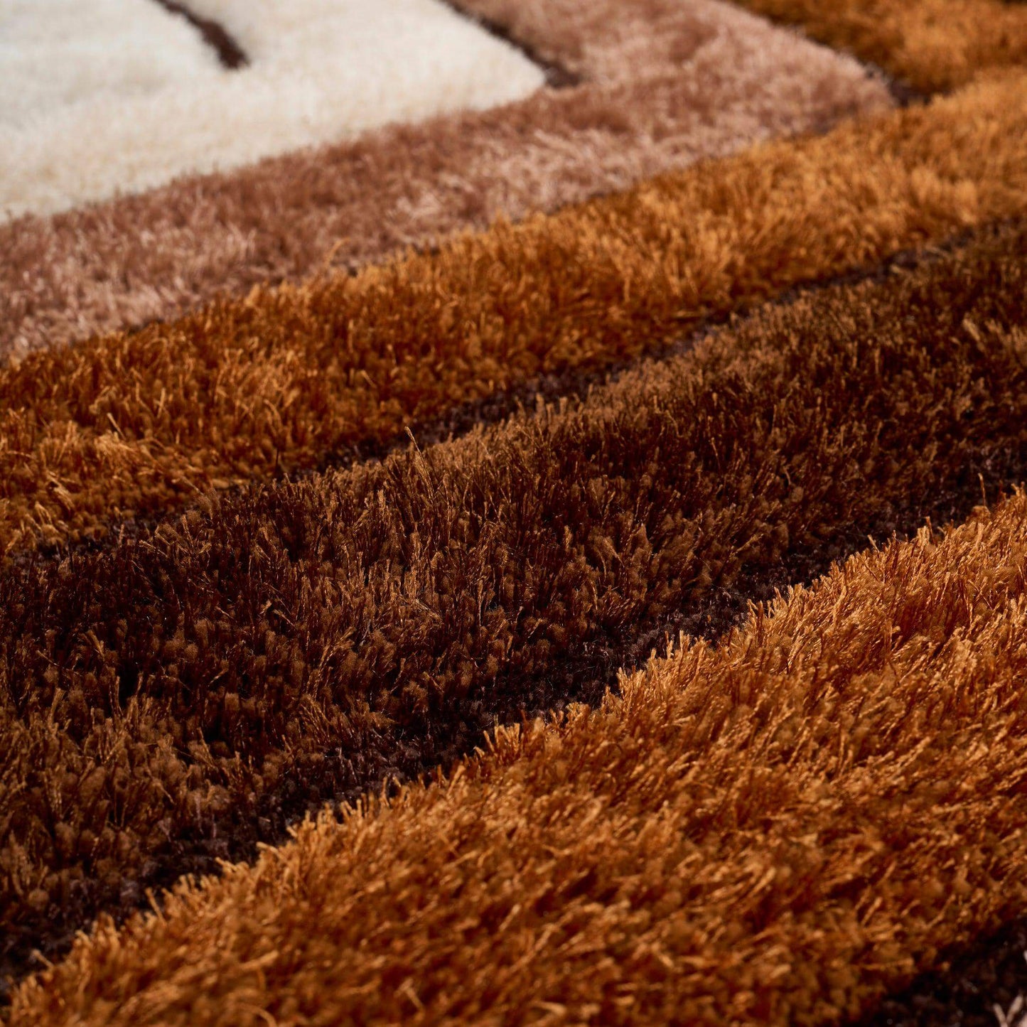 Brown 3D Geometric Shaggy Rug - California-Bargainia.com