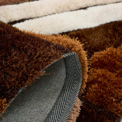 Brown 3D Geometric Shaggy Rug - California-Bargainia.com