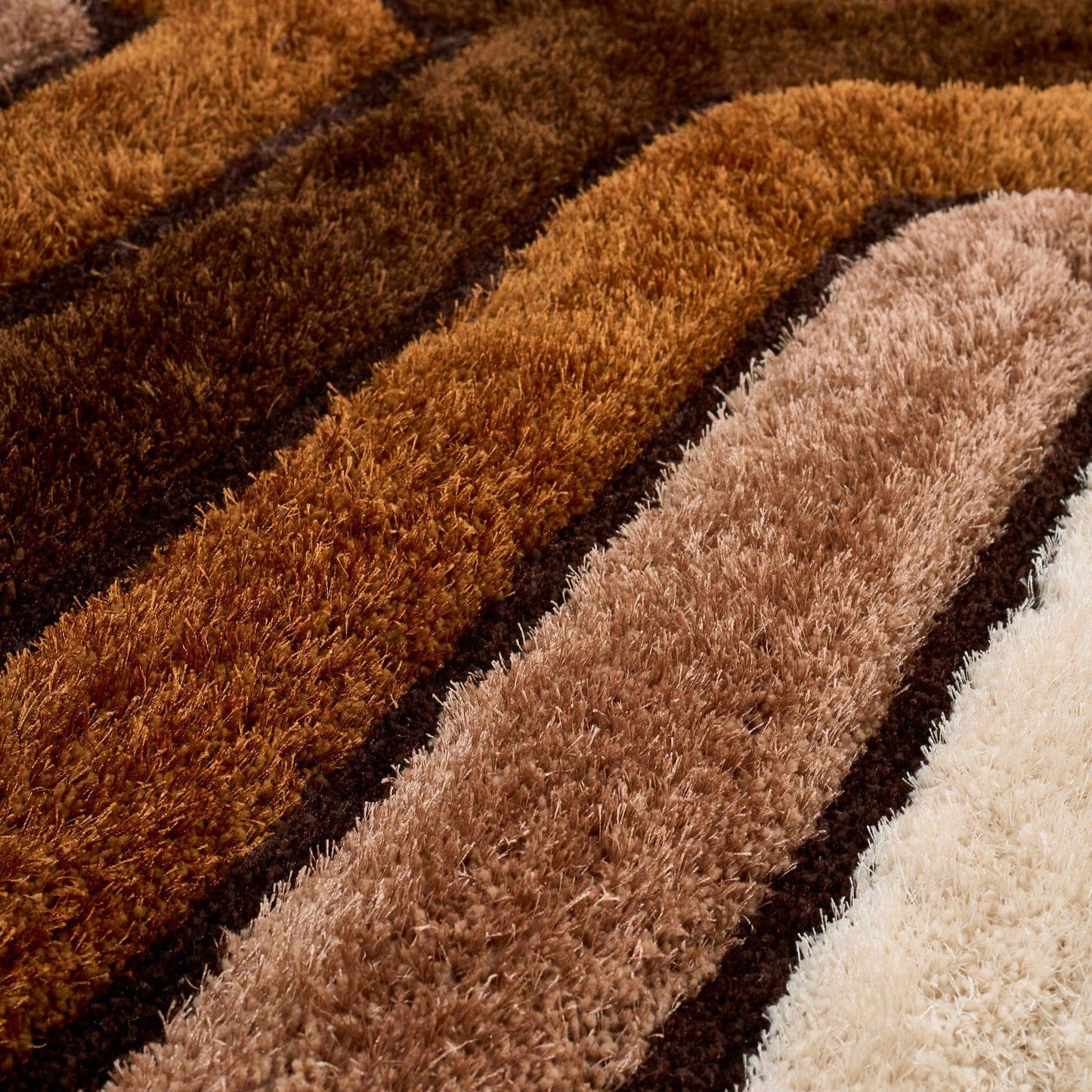 Brown 3D Geometric Shaggy Rug - California-Bargainia.com