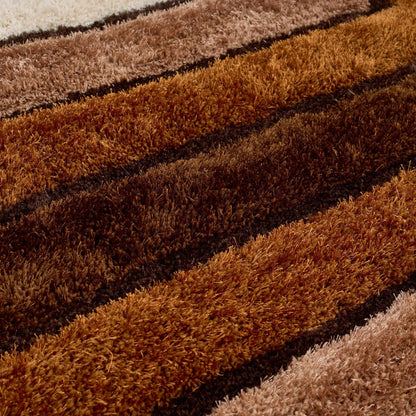 Brown 3D Geometric Shaggy Rug - California-Bargainia.com