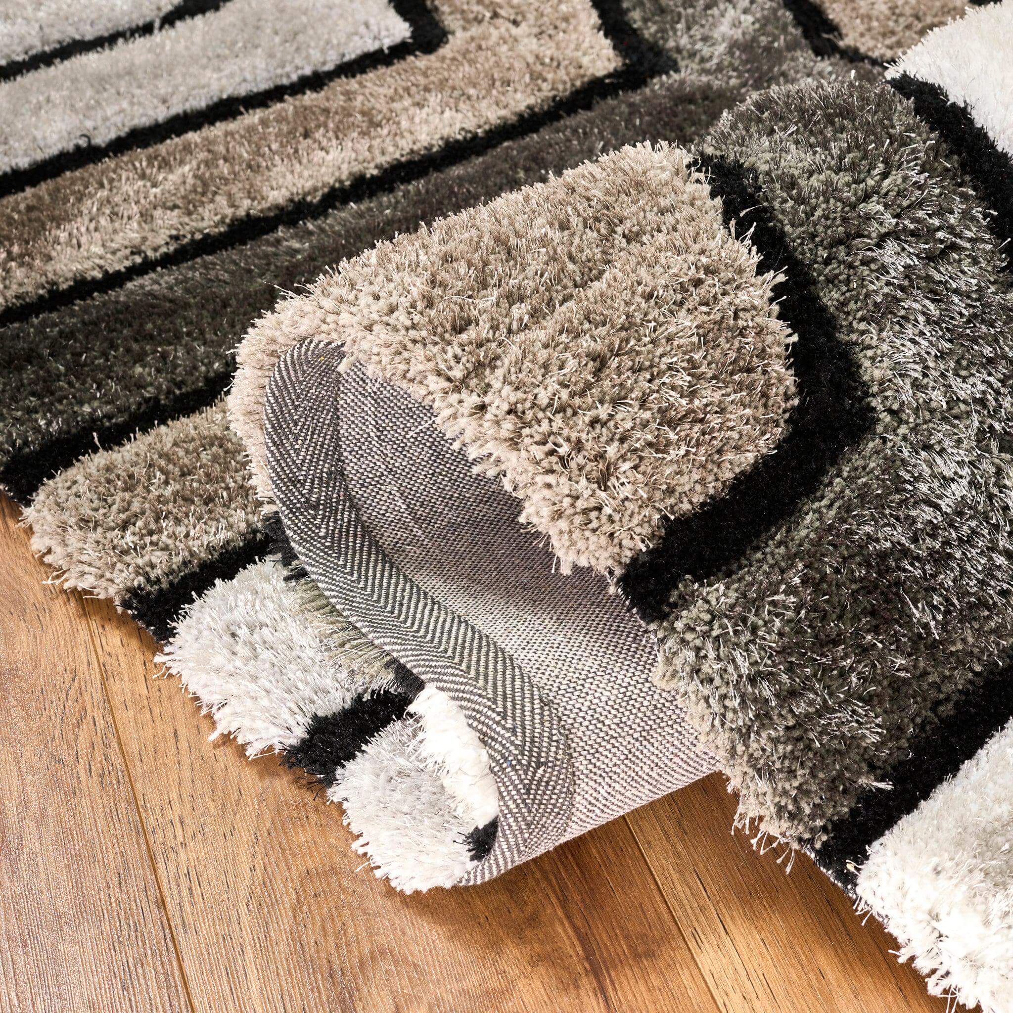 Neutral 3D Geometric Shaggy Rug - California-Bargainia.com