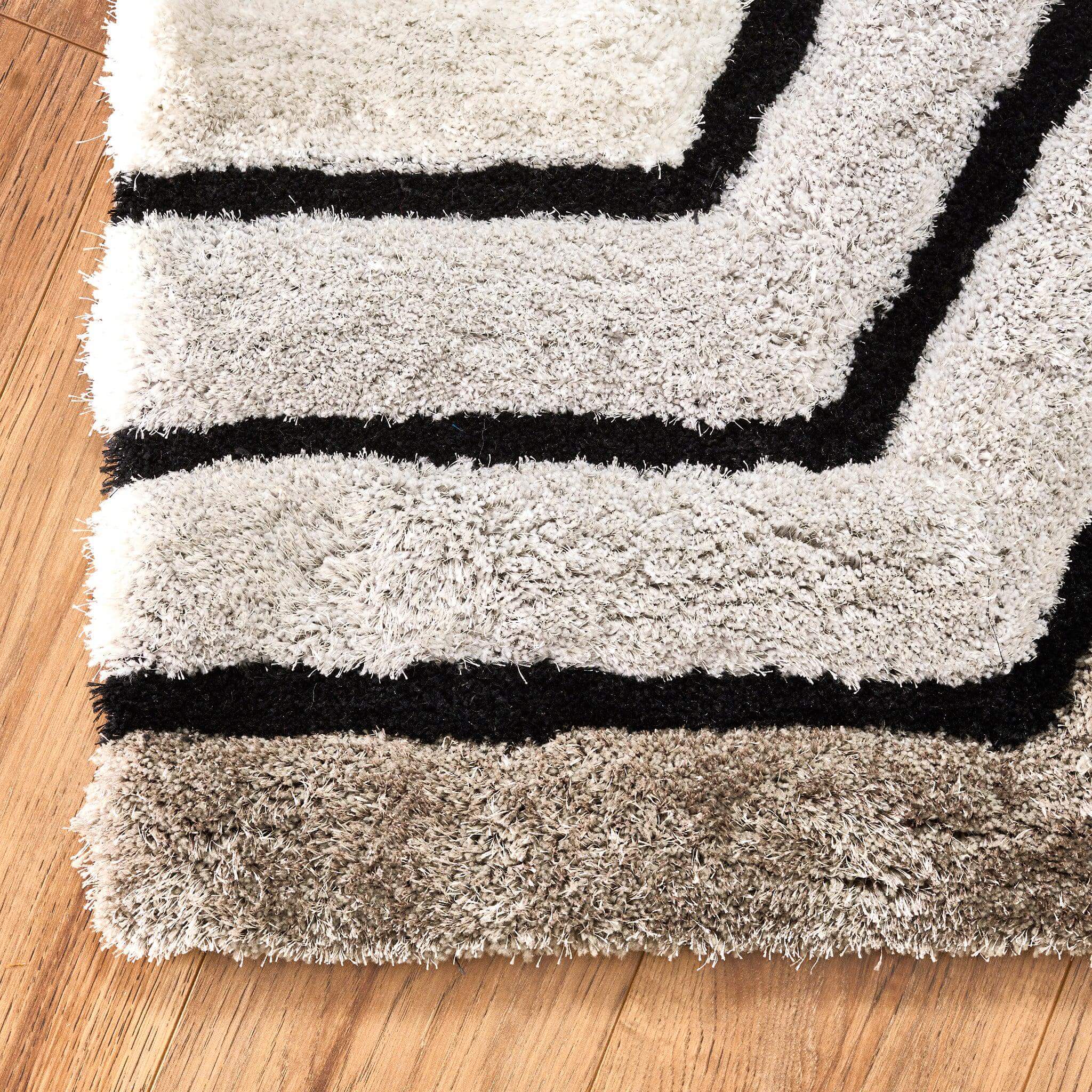 Neutral 3D Geometric Shaggy Rug - California-Bargainia.com