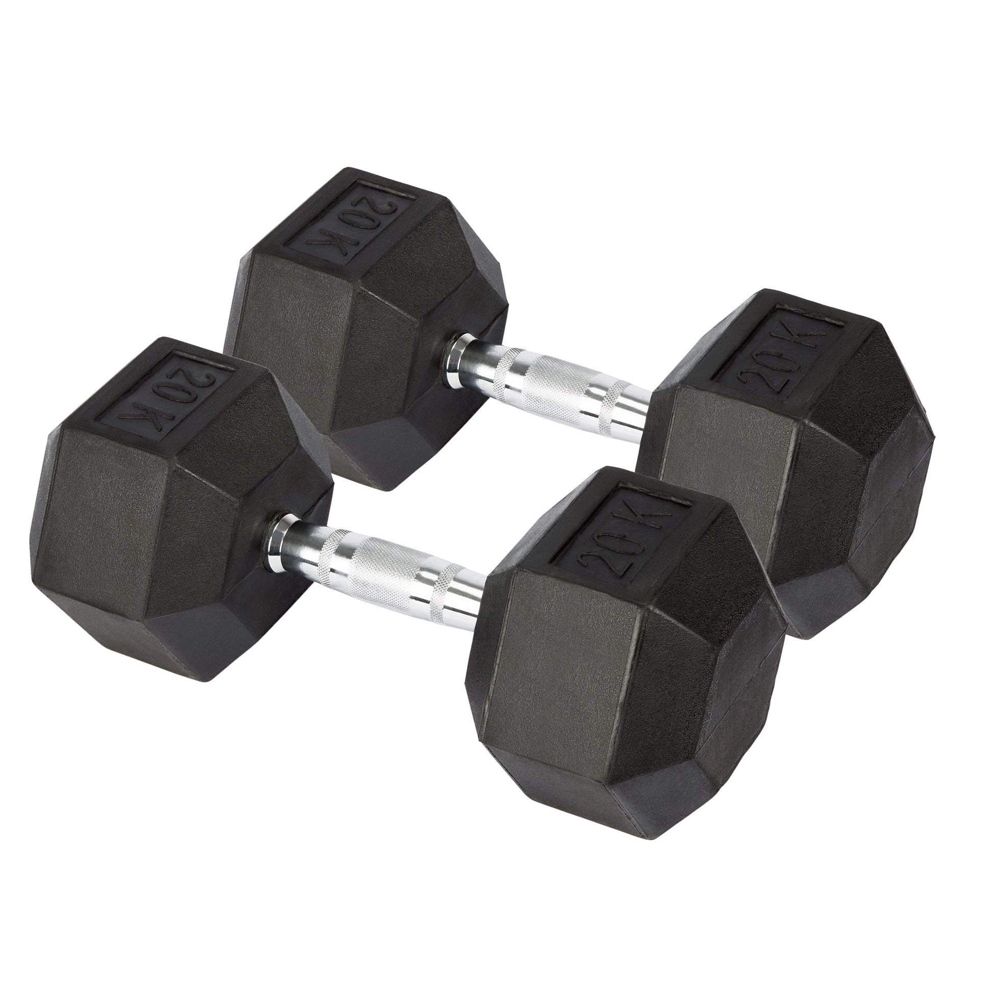 Rubber Hex Dumbbells | 20kg | Set of 2 | Liveup Sports-Bargainia.com