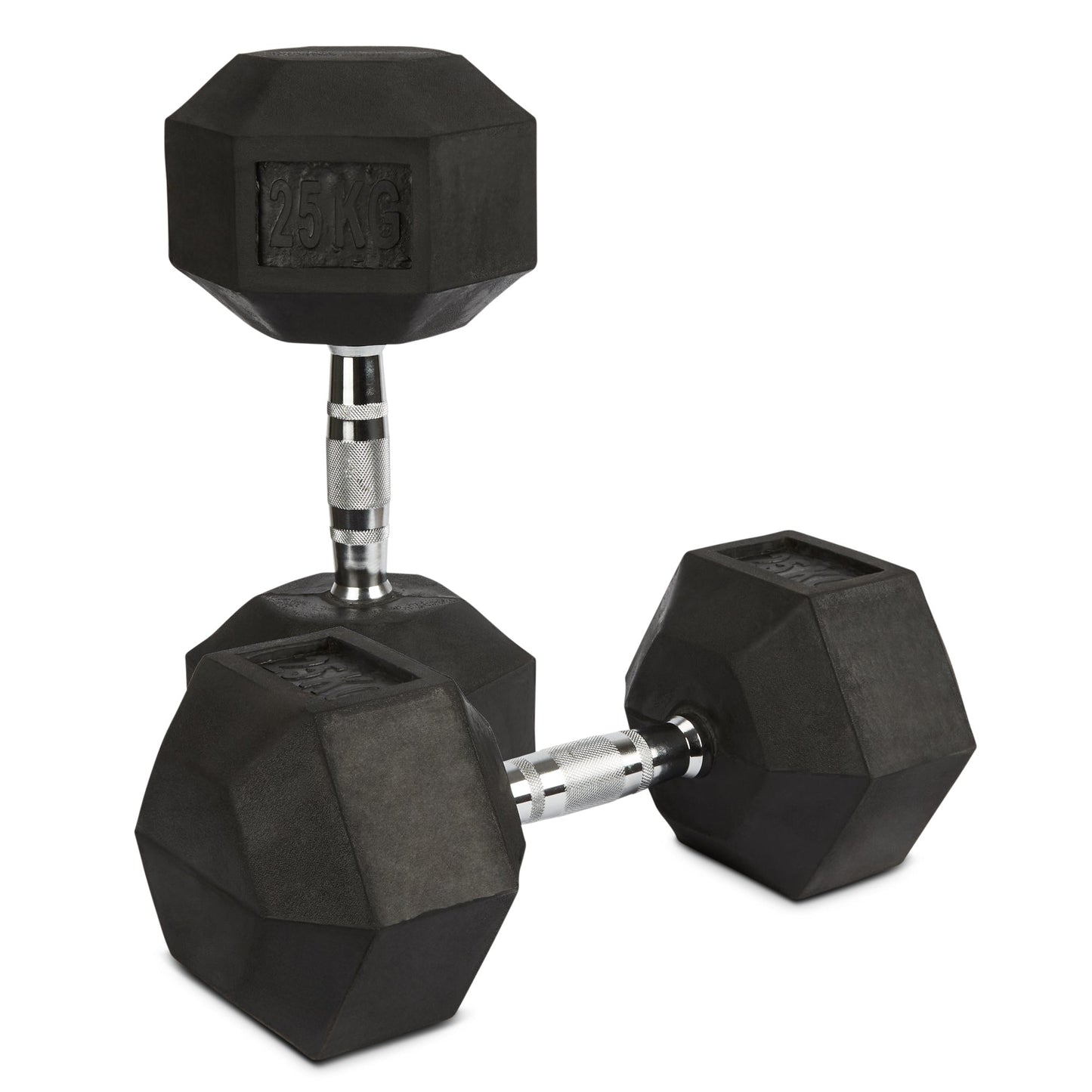 Rubber Hex Dumbbells | 25kg | Set of 2 | Liveup Sports-Bargainia.com