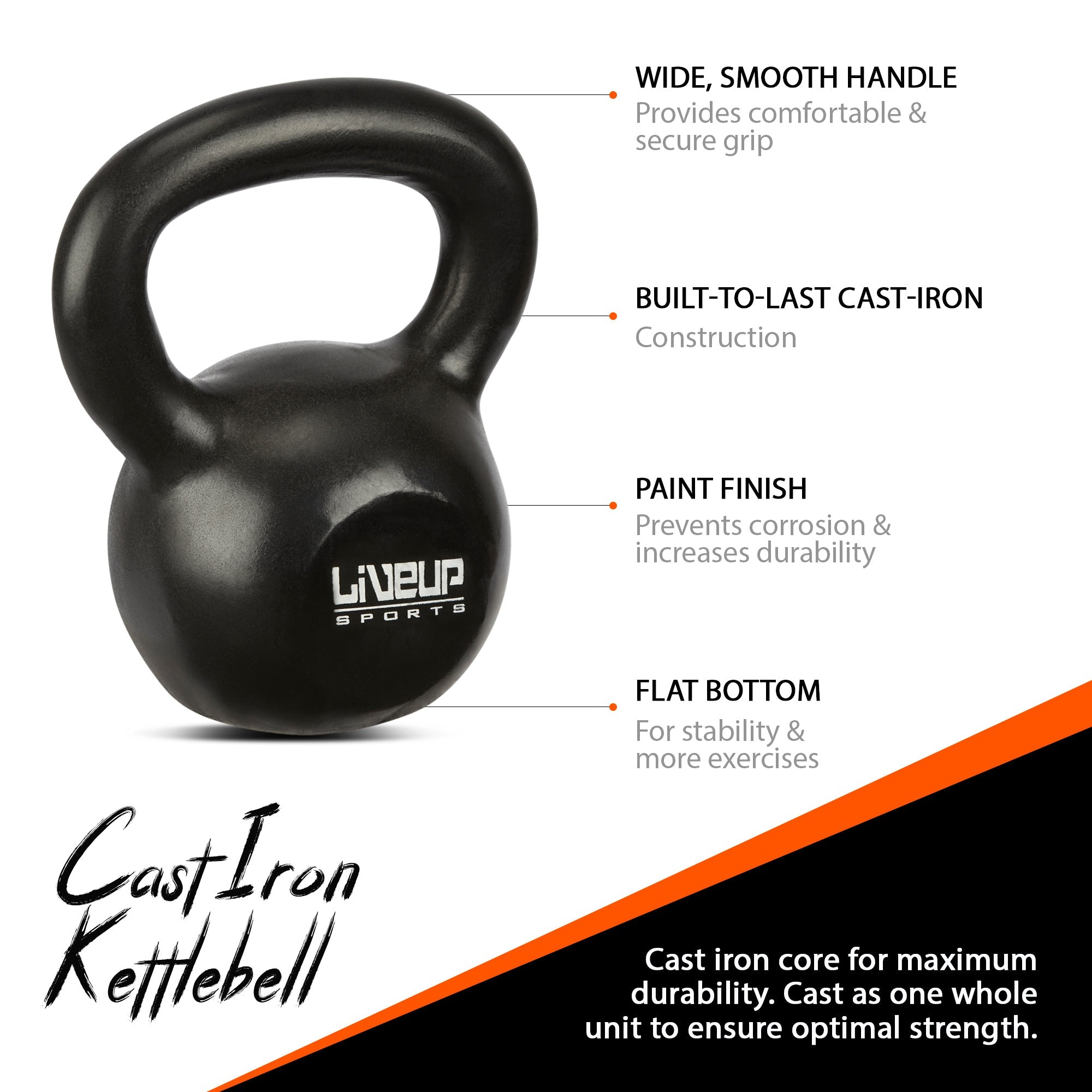 Black Cast Iron Kettlebell - 4kg