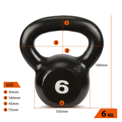 Black Cast Iron Kettlebell - 6kg