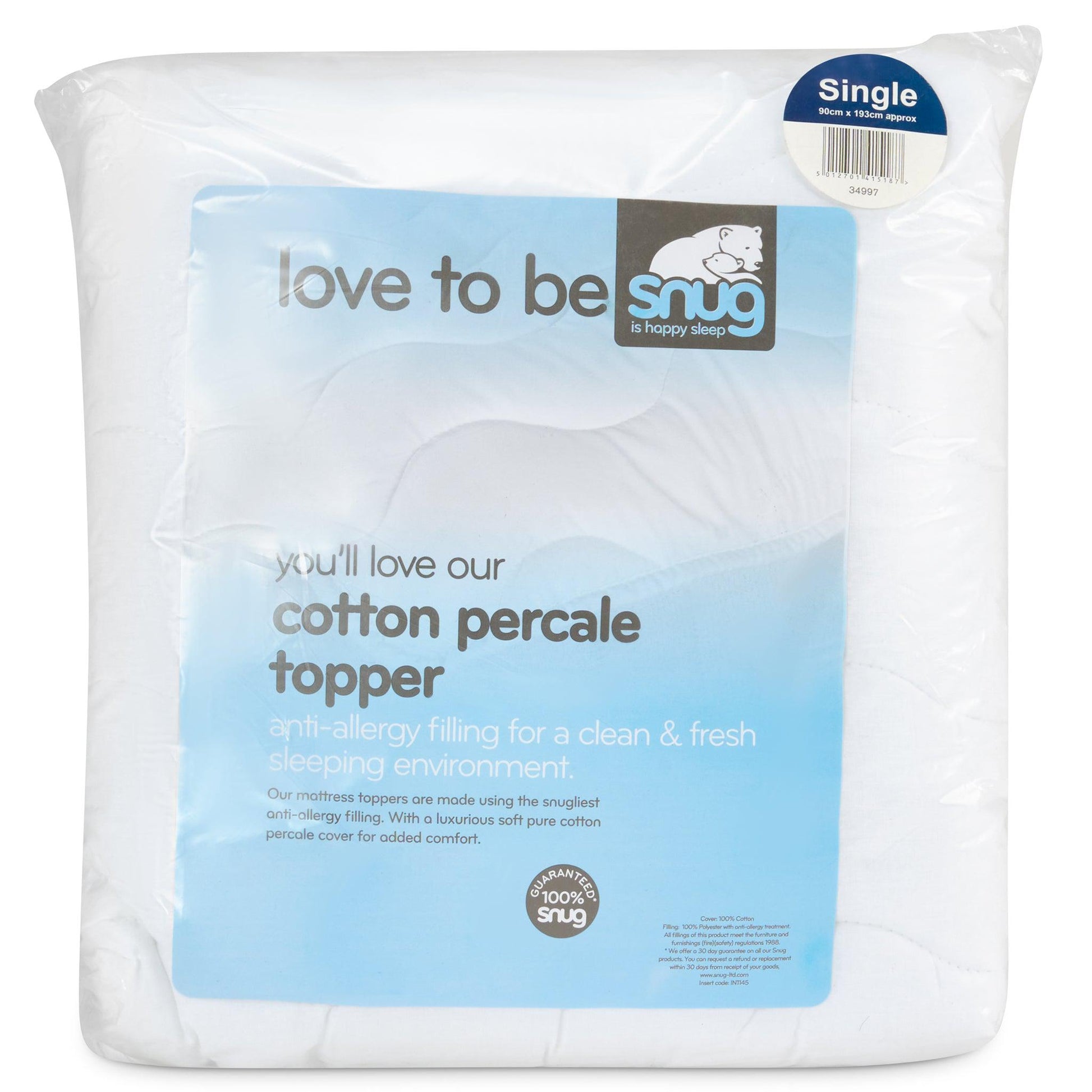 Snug Warm & Snug Mattress Topper - Single-5012701415187-Bargainia.com