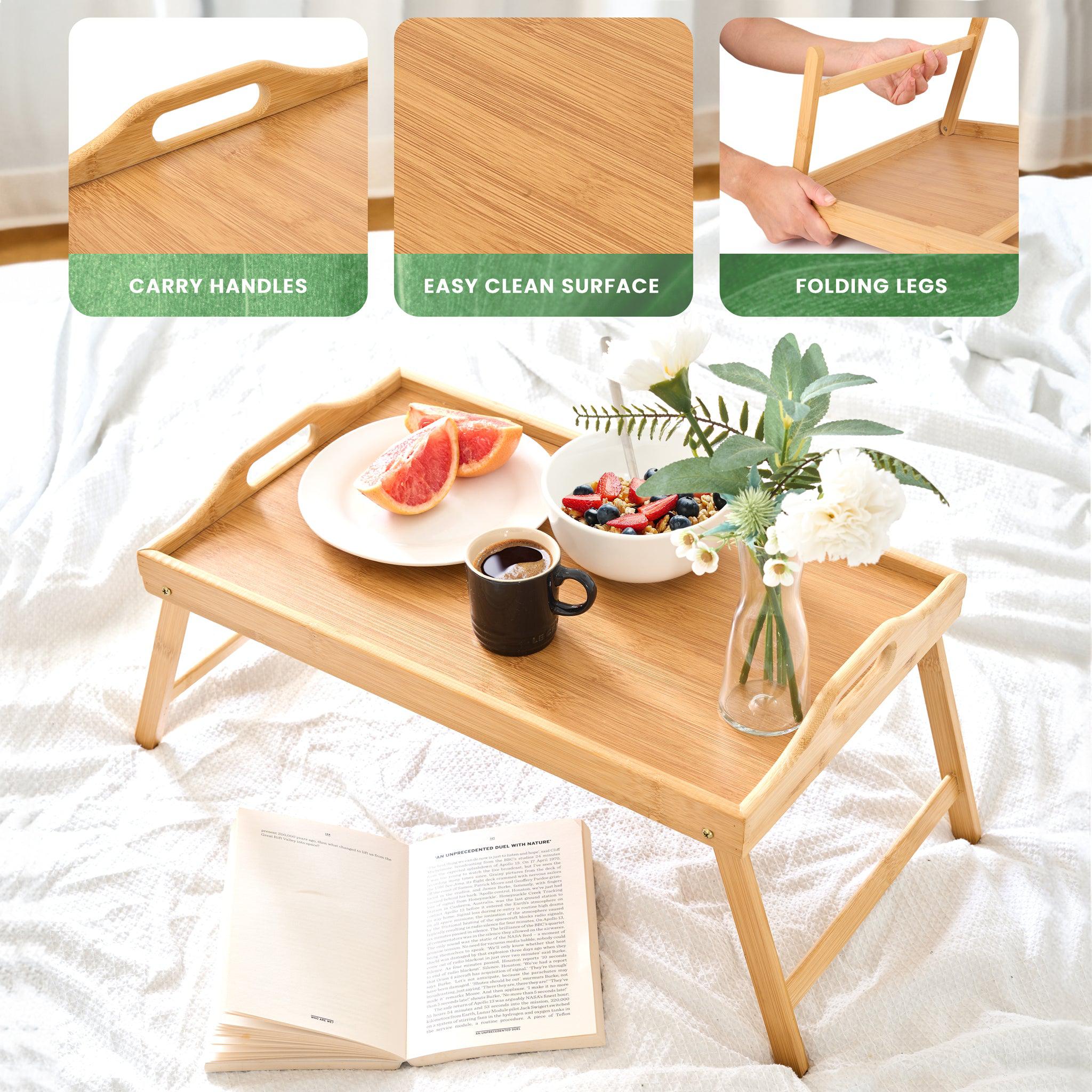 Bamboo Serving Tray With Foldable Legs - 30 x 50cm-5056536103567-Bargainia.com