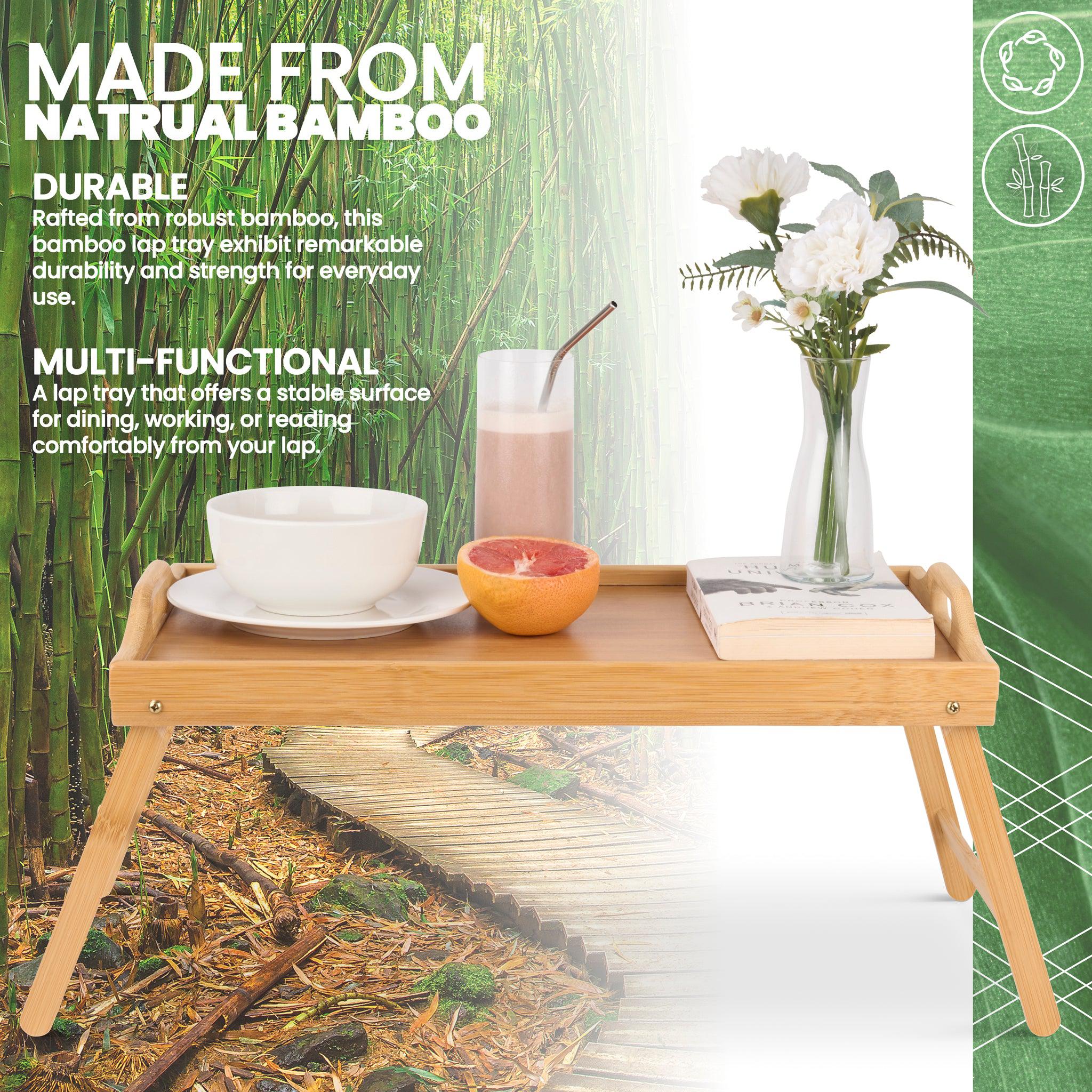 Bamboo Serving Tray With Foldable Legs - 30 x 50cm-5056536103567-Bargainia.com