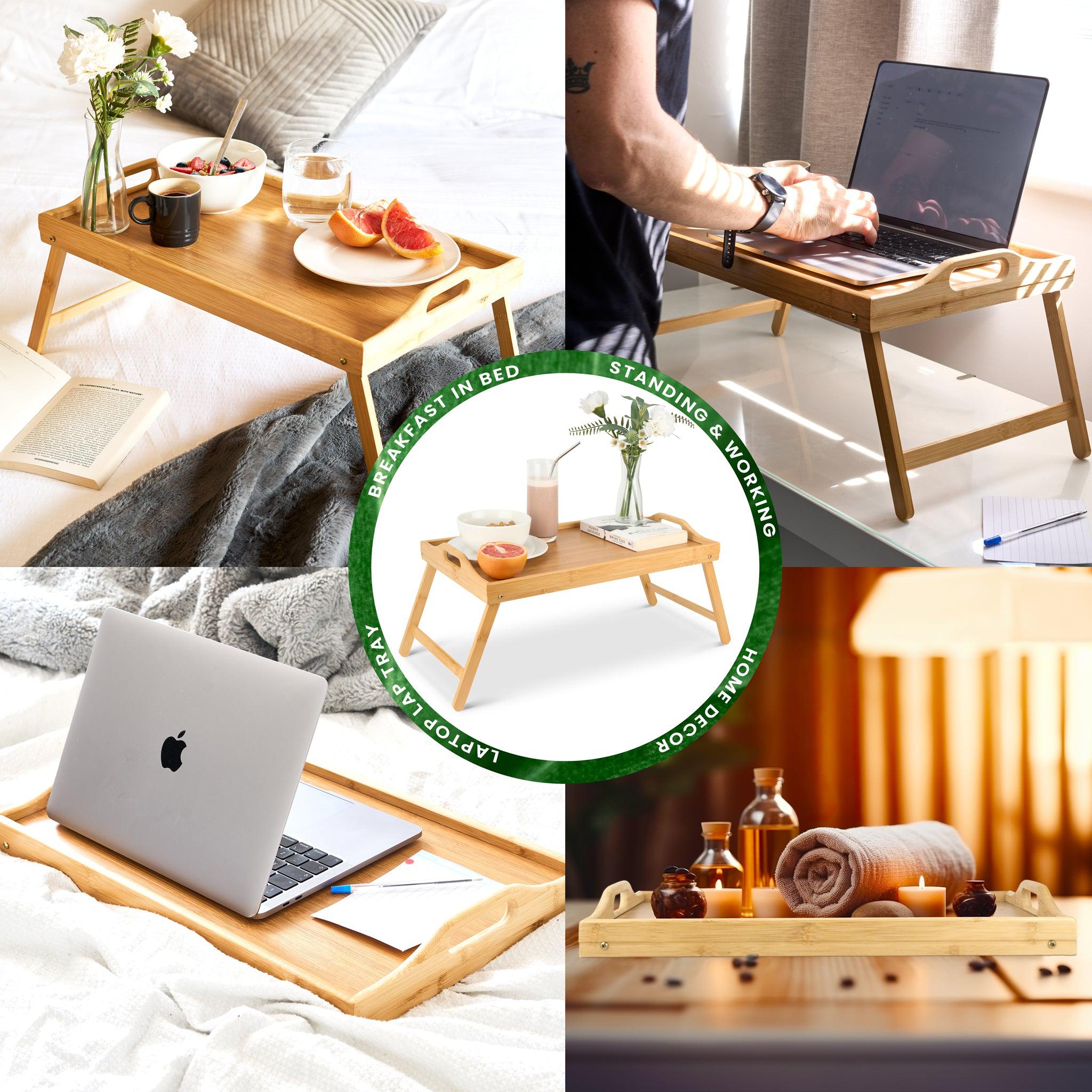 Bamboo Serving Tray With Foldable Legs - 30 x 50cm-5056536103567-Bargainia.com