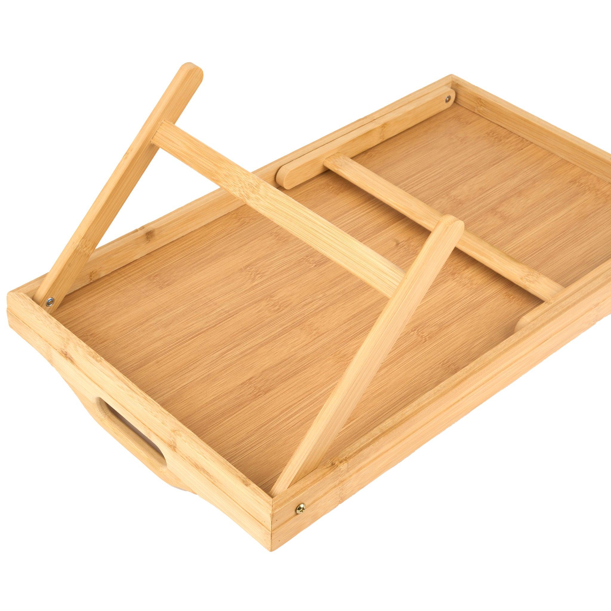 Bamboo Serving Tray With Foldable Legs - 30 x 50cm-5056536103567-Bargainia.com