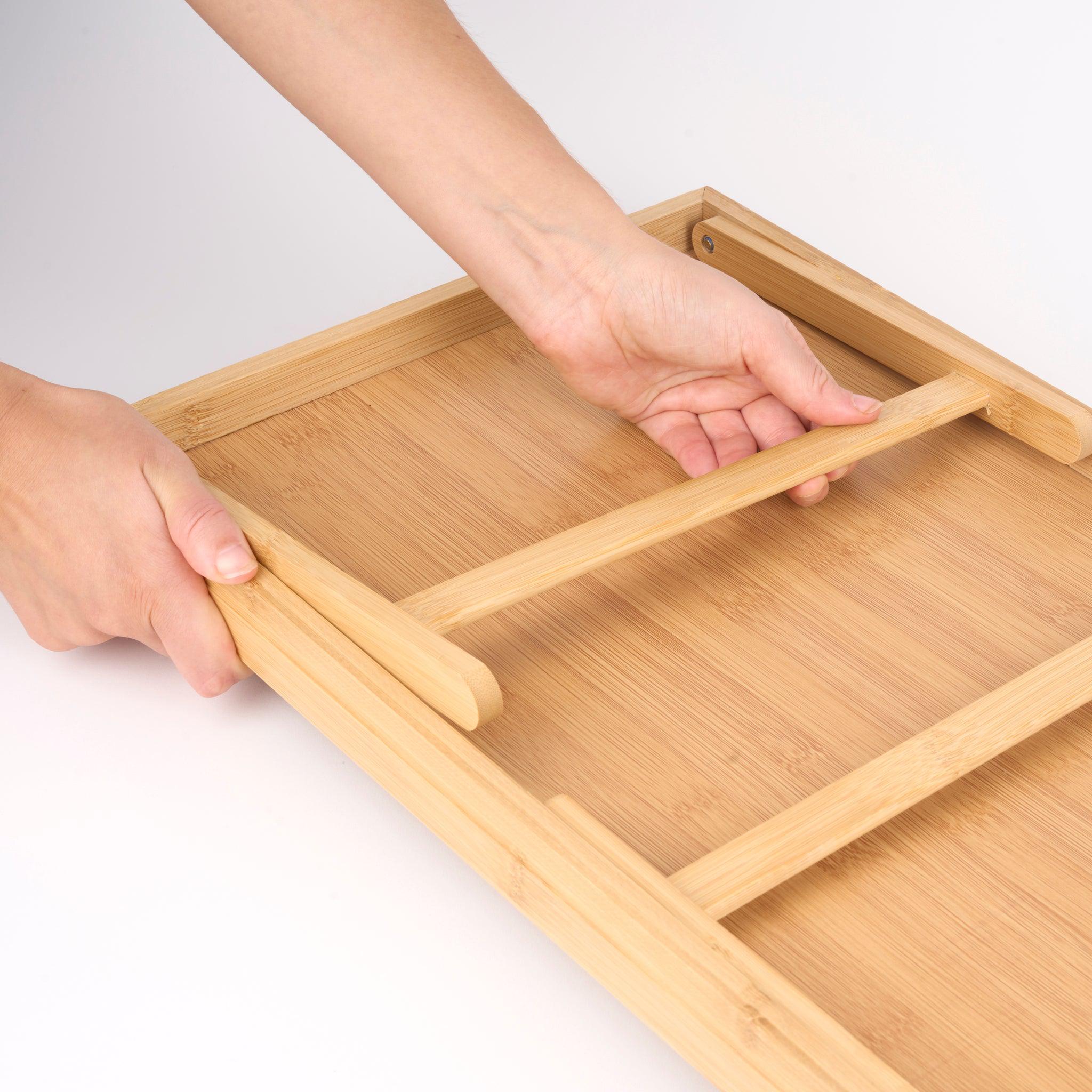 Bamboo Serving Tray With Foldable Legs - 30 x 50cm-5056536103567-Bargainia.com