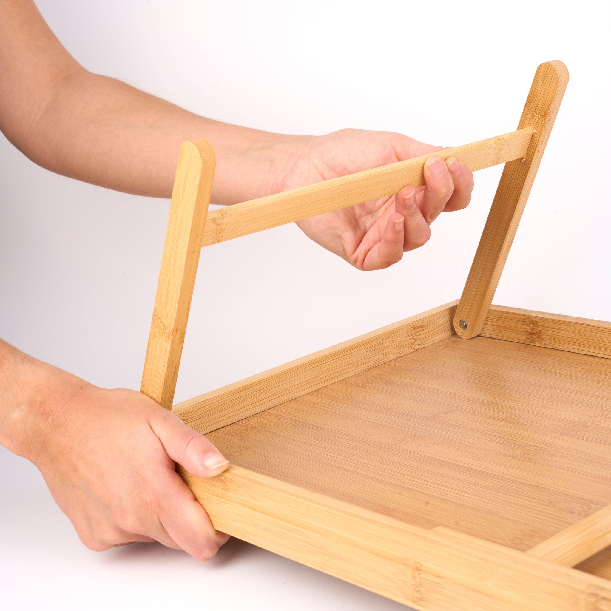 Bamboo Serving Tray With Foldable Legs - 30 x 50cm-5056536103567-Bargainia.com