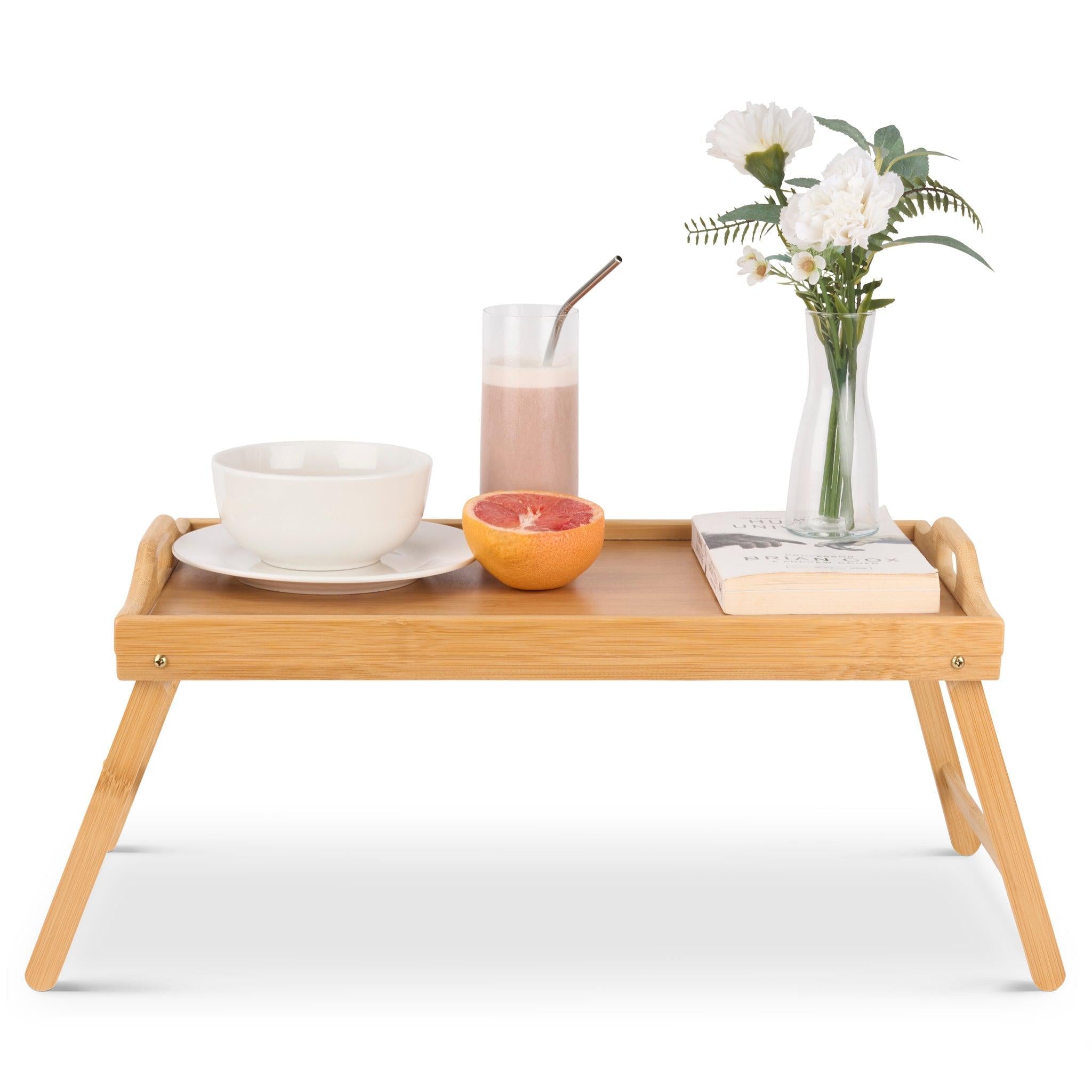 Bamboo Serving Tray With Foldable Legs - 30 x 50cm-5056536103567-Bargainia.com